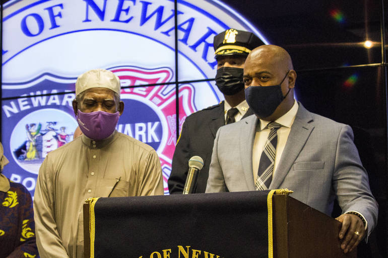 Newark Public Safety Director Brian O'Hara is joined by Imams Council of Newark President Daud Haqq to announce that hijabs will be added to uniforms for Muslim officers.