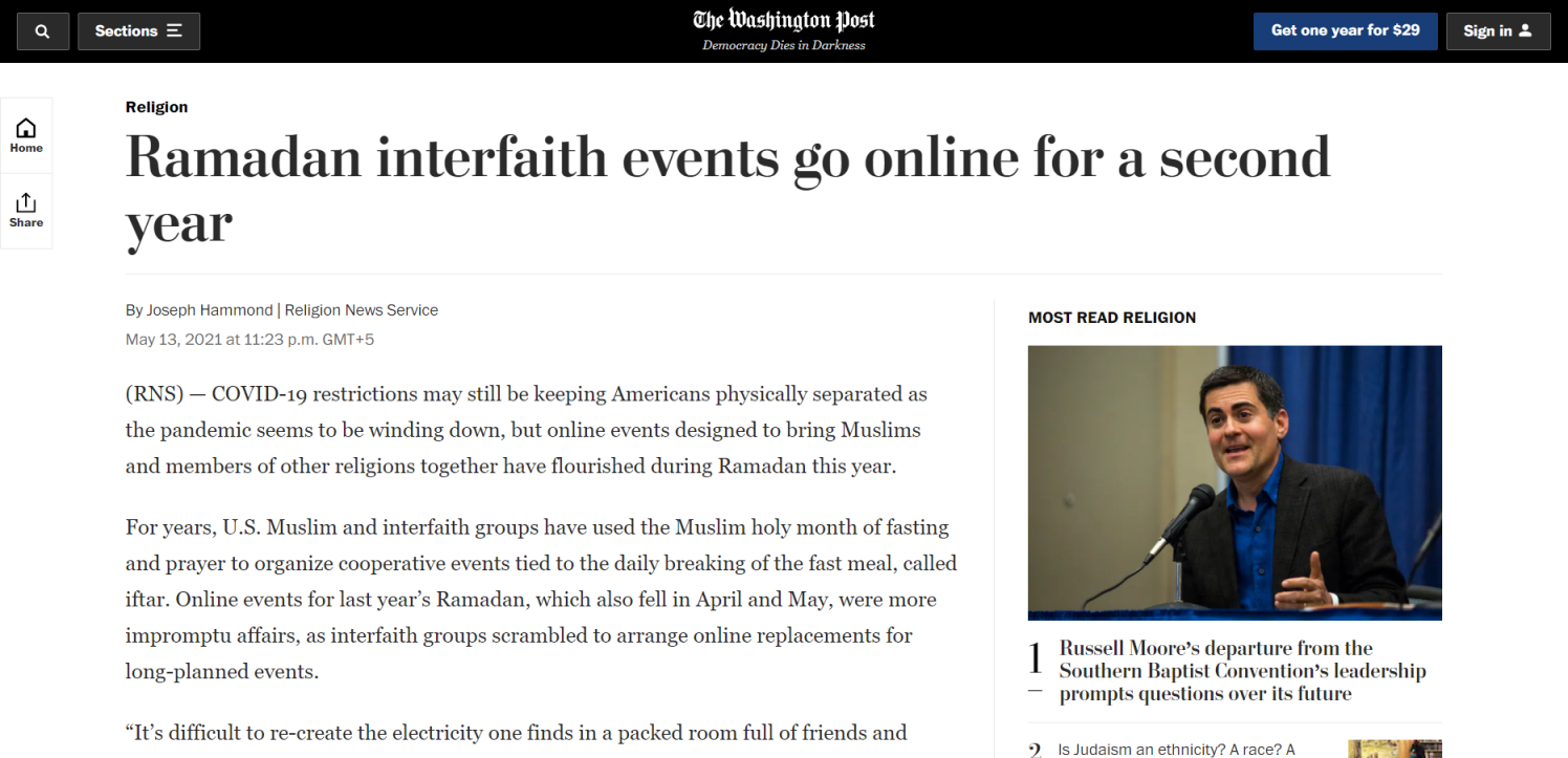 Ramadan interfaith events go online for a second year