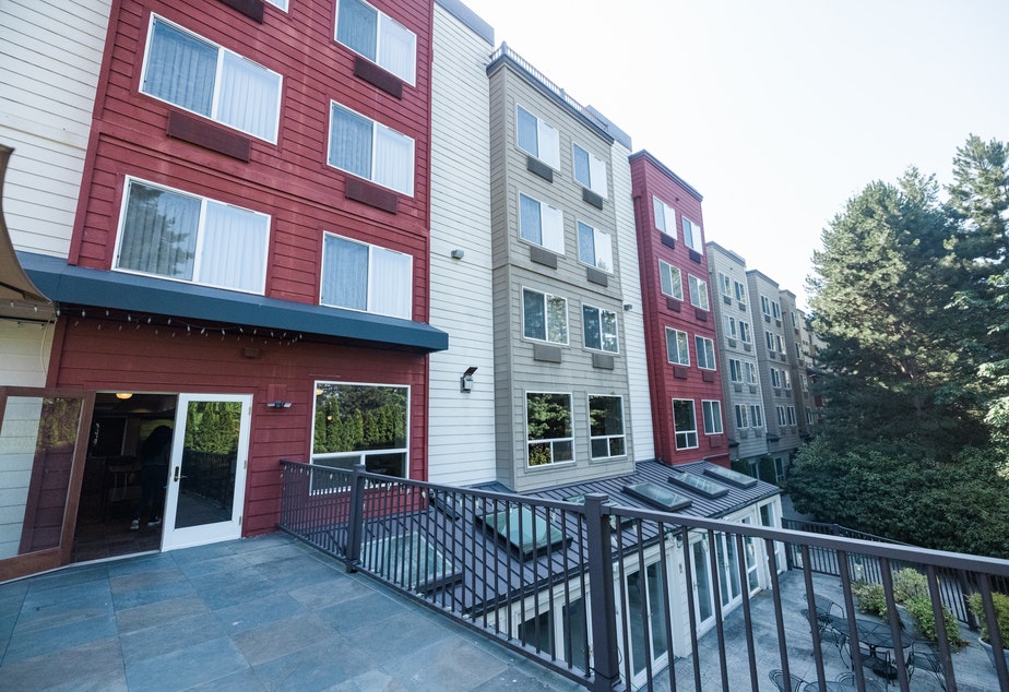 A former Silver Cloud Inn, purchased by King County in July to be converted into housing for the homeless.