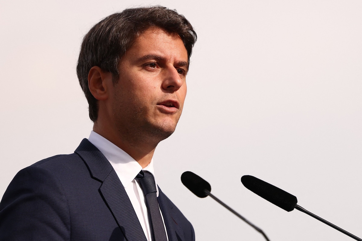 France's education minister, Gabriel Attal, at a news conference in Paris on Oct. 5. (Thomas Samson/AFP/Getty Images)